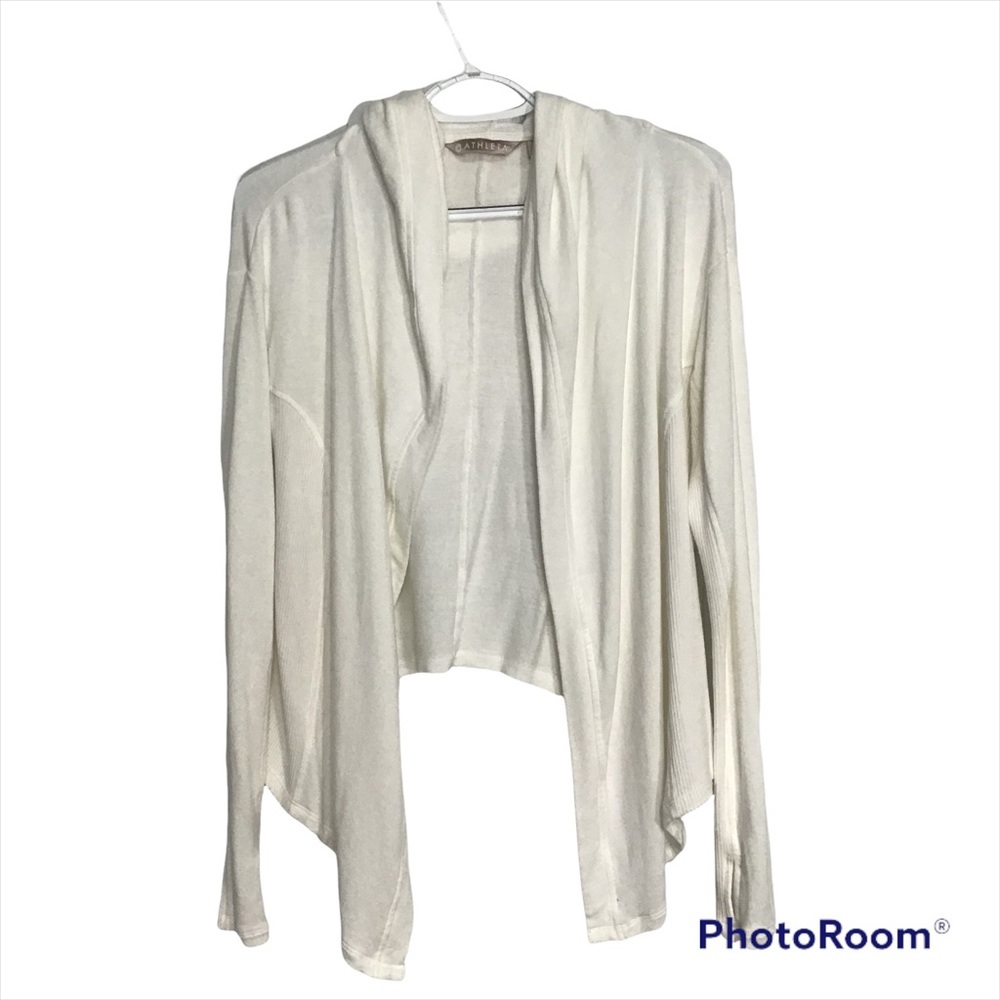 Athleta White Hooded Open Front Cardigan size XXS